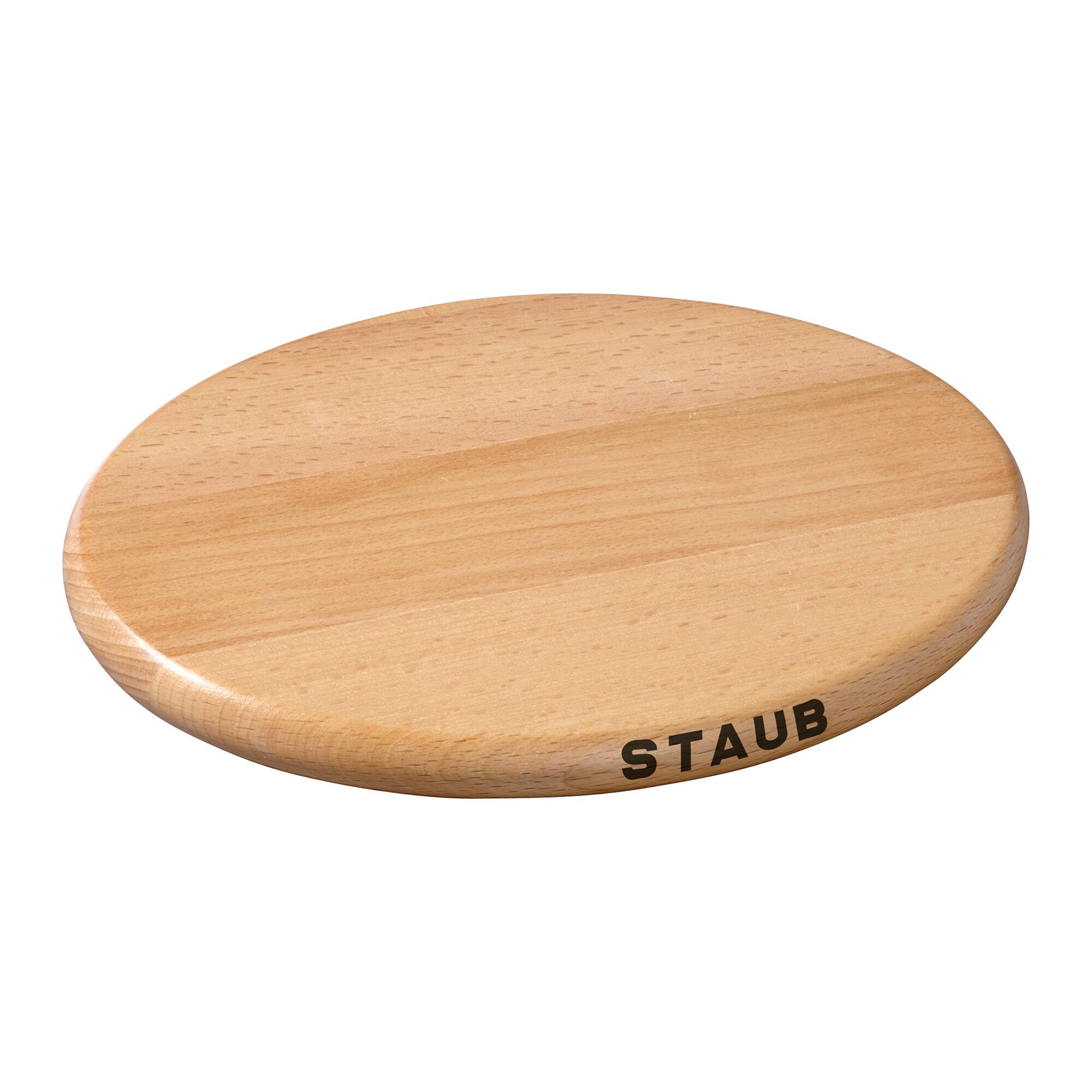 Front. Staub - Staub 11.4-inch Oval Magnetic Wood Trivet - Brown.