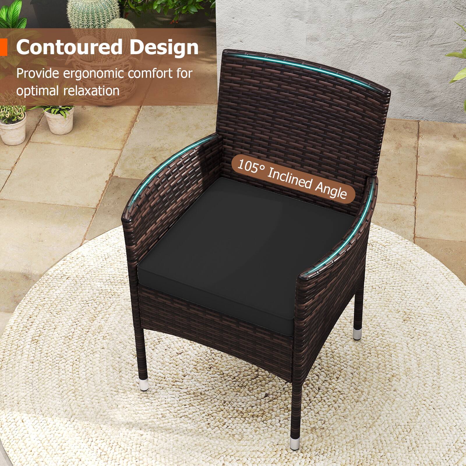 Contoured Design  
Provide ergonomic comfort for optimal relaxation  

105° Inclined Angle