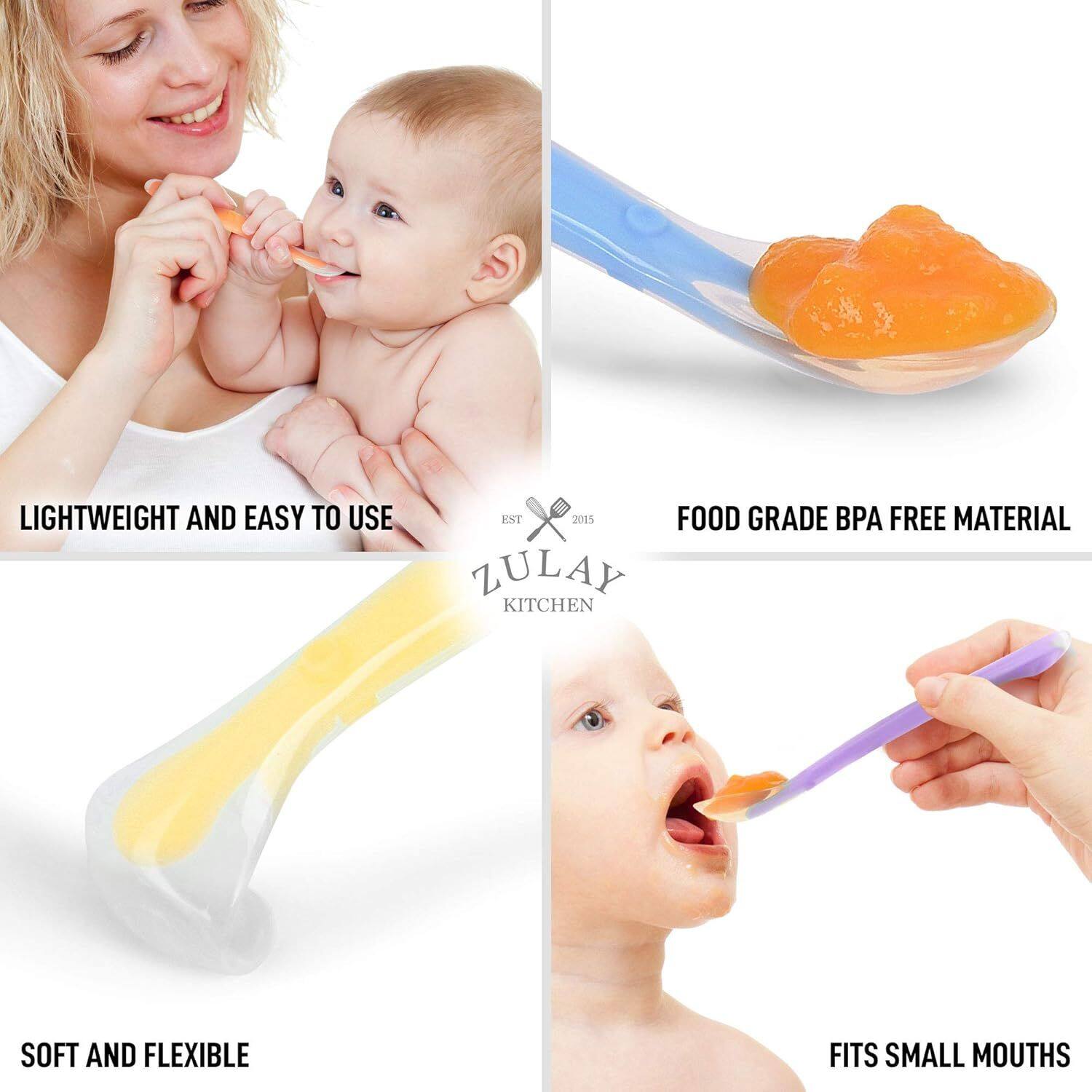 LIGHTWEIGHT AND EASY TO USE  
FOOD GRADE BPA FREE MATERIAL  
SOFT AND FLEXIBLE  
FITS SMALL MOUTHS