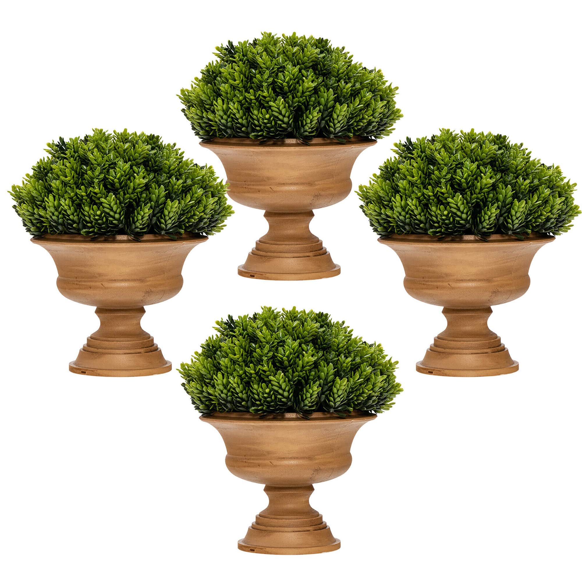 Gymax - 4-Pack Artificial Plants Fake Mini Potted Plant Small Greenery Decor for Indoor - Green+Brown