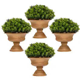Gymax - 4-Pack Artificial Plants Fake Mini Potted Plant Small Greenery Decor for Indoor - Green+Brown