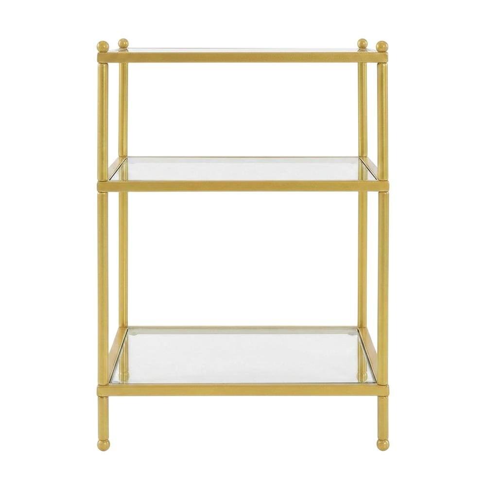Angle. FurniFact - Wood Finish End Table with Smooth Surface and Sturdy Support - Gold And Clear.