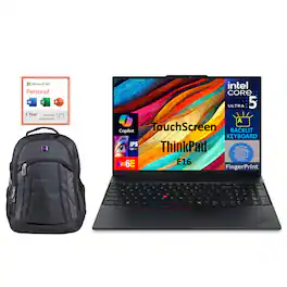 Lenovo - ThinkPad E16 Business Laptop 16.0 Touchscreen IPS (Win 11 Pro) w/Premium Backpack , Microsoft 365 Personal - Black