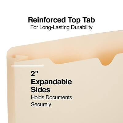 Reinforced Top Tab  
For Long-Lasting Durability  

2" Expandable Sides  
Holds Documents Securely