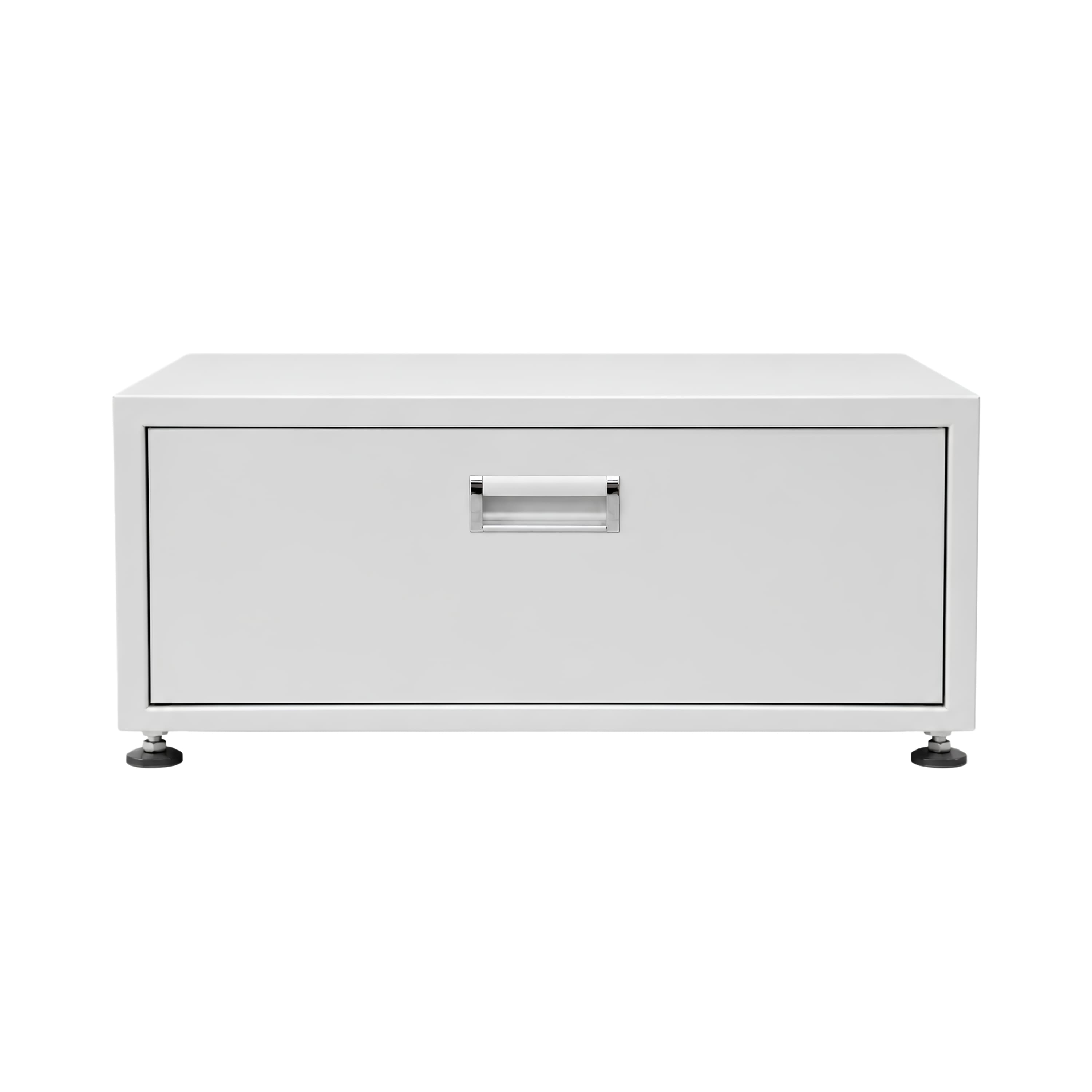 Equator - 24in Laundry Pedestal 13 inch tall + Rollout Storage Drawer Adjustable feet - White