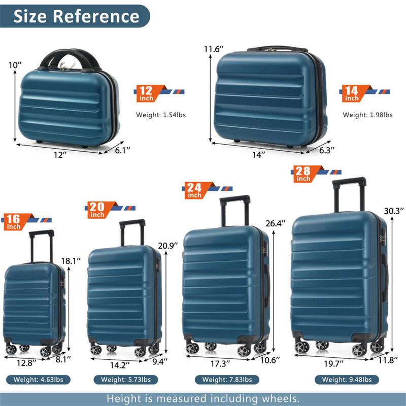 HTUTWOO 6 Piece ABS Hardshell Luggage Set Lightweight & Durable
