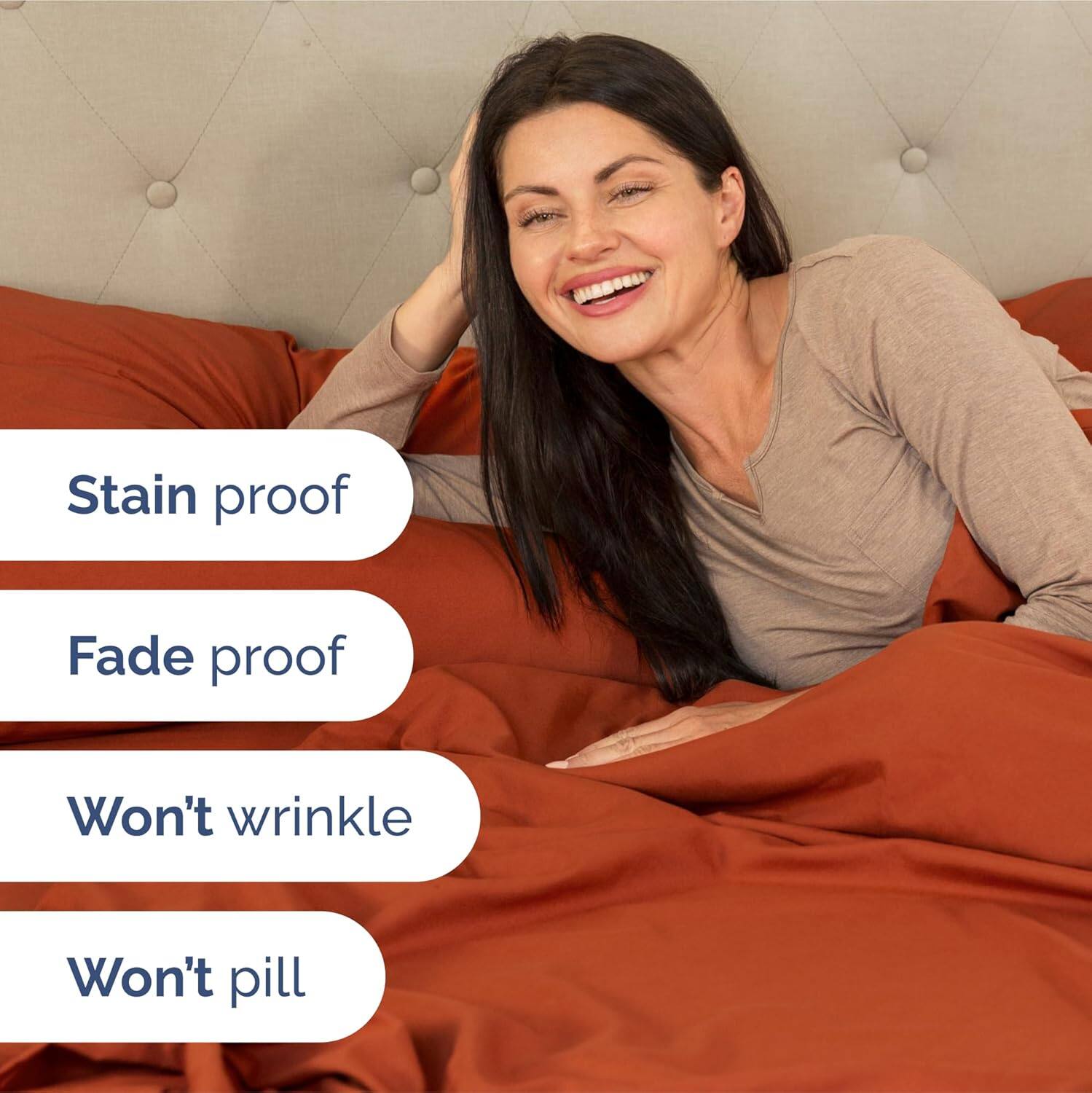 - Stain proof
- Fade proof
- Won't wrinkle
- Won't pill