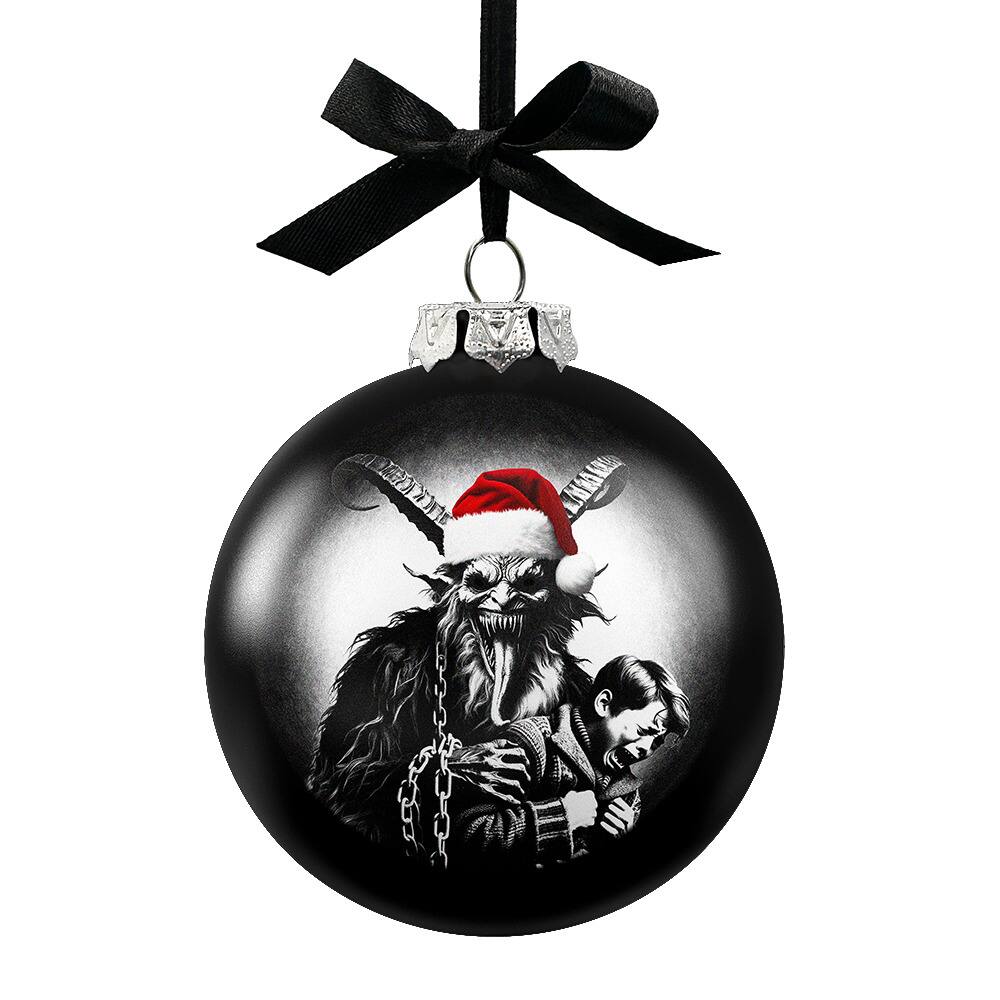 Front. OrnamentallyYou - Krampus Christmas Spooky Portrait Glass Ornament Black Horror Halloween Tree Decoration - Multi-colored.