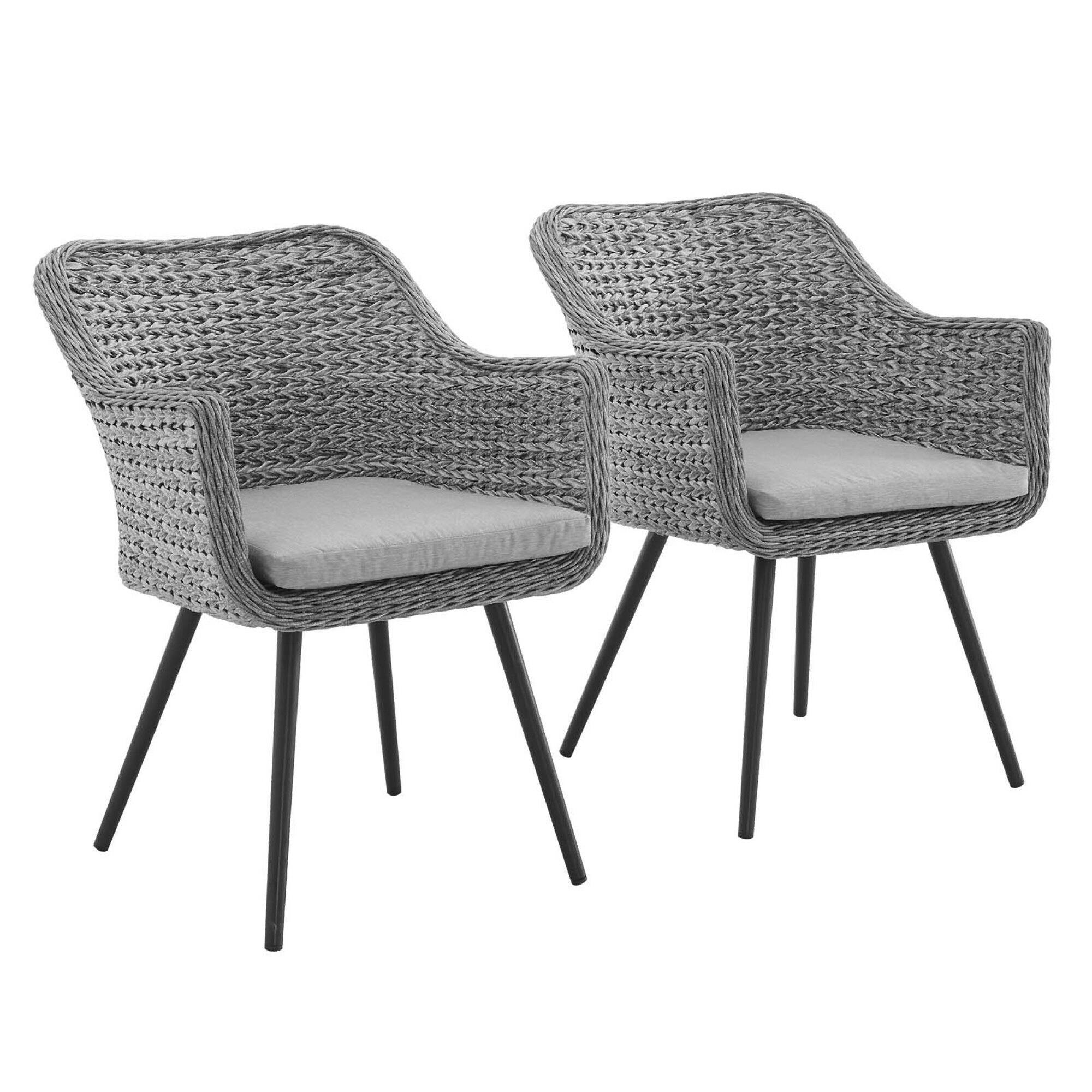 Angle. Modway - Endeavor Outdoor Patio Wicker Rattan Dining Armchair Set of 2 by Modway - Gray Gray.