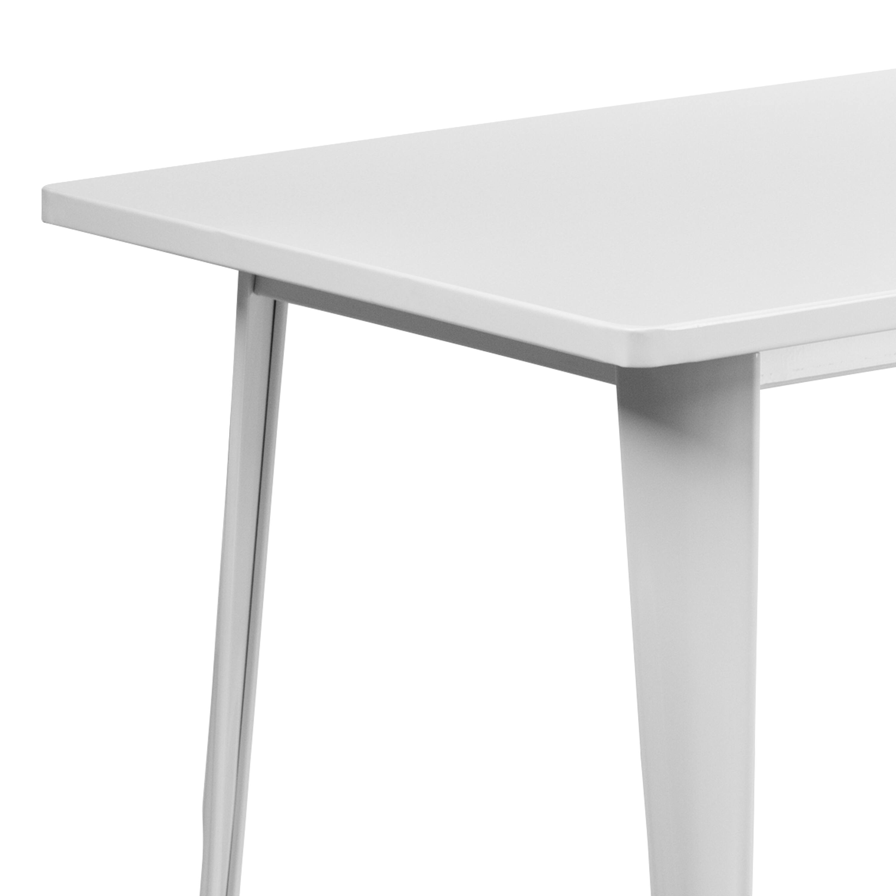 Alt View 5. Emma + Oliver - Commercial 31.5" x 63" Rectangular Colorful Metal Indoor-Outdoor Dining Table - White.