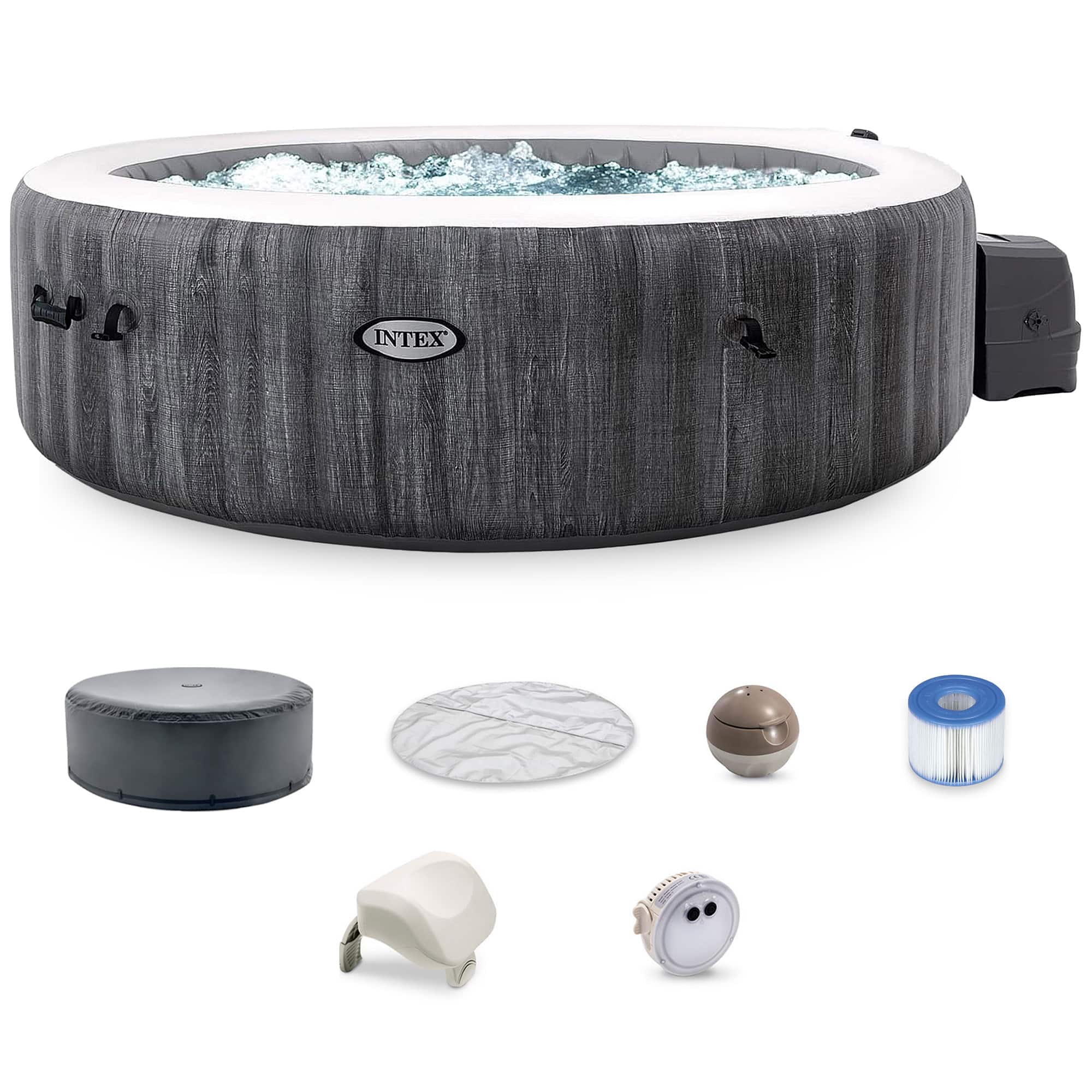 Intex - PureSpa Plus 6 Person Portable Inflatable Round Hot Tub Spa with 170 Jets - Gray price history on PriceWatchPro