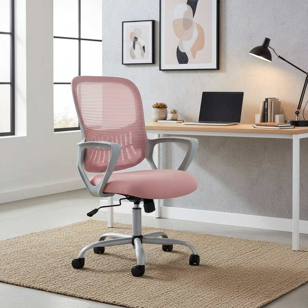 Alt View 6. AOITUN - Executive Office Chair for Long Work Hours, Ergonomic Comfort for Dorm, Works Well with Twin XL Memory Foam Setup - Pink.