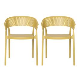 WestinTrends - Playa Outdoor Modern Stackable Plastic Resin Patio Dining Armchair (Set of 2) - Yellow