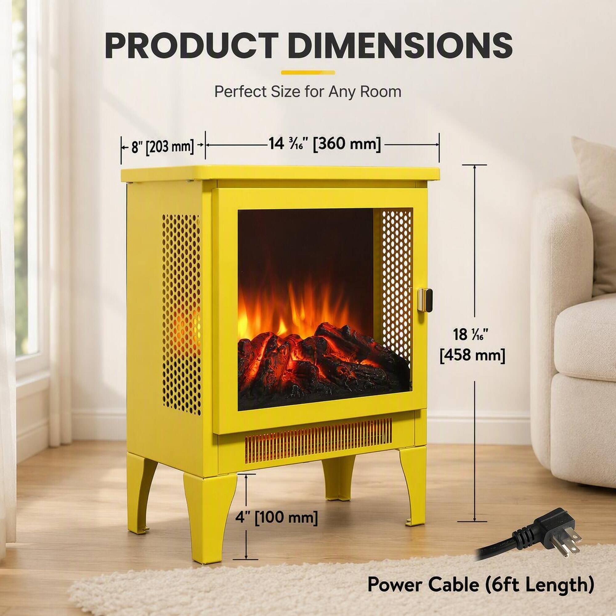 PRODUCT DIMENSIONS  
Perfect Size for Any Room  
8" [203 mm]  
14 3/16" [360 mm]  
18 1/16" [458 mm]  
4" [100 mm]  
Power Cable (6ft Length)