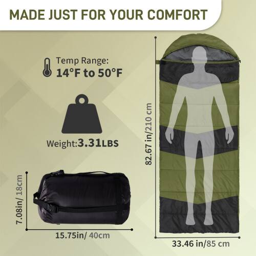 MADE JUST FOR YOUR COMFORT

Temp Range: 14°F to 50°F

Weight: 3.31 LBS

7.08 in / 18 cm

15.75 in / 40 cm

82.67 in / 210 cm

33.46 in / 85 cm