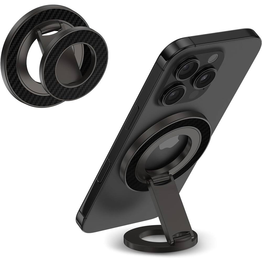 Front. PARKER SLATER - Magnetic Phone Ring Holder – Two-Sided Finger Grip Stand - Black.