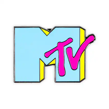 Front. SalesOne LLC - MTV Retro Blue Logo Enamel Pin - Blue.