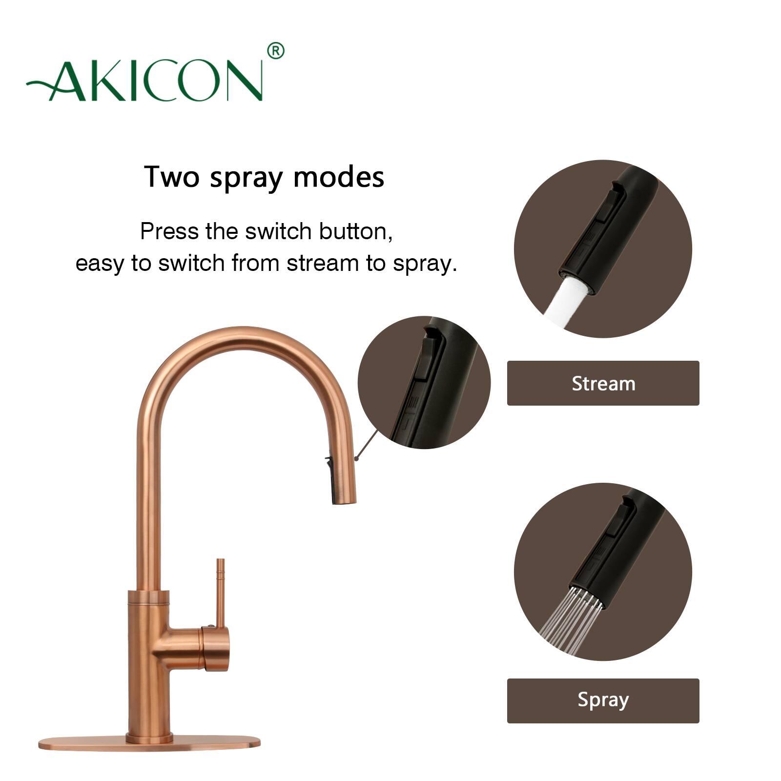 AKICON®

Two spray modes

Press the switch button, easy to switch from stream to spray.

Stream

Spray