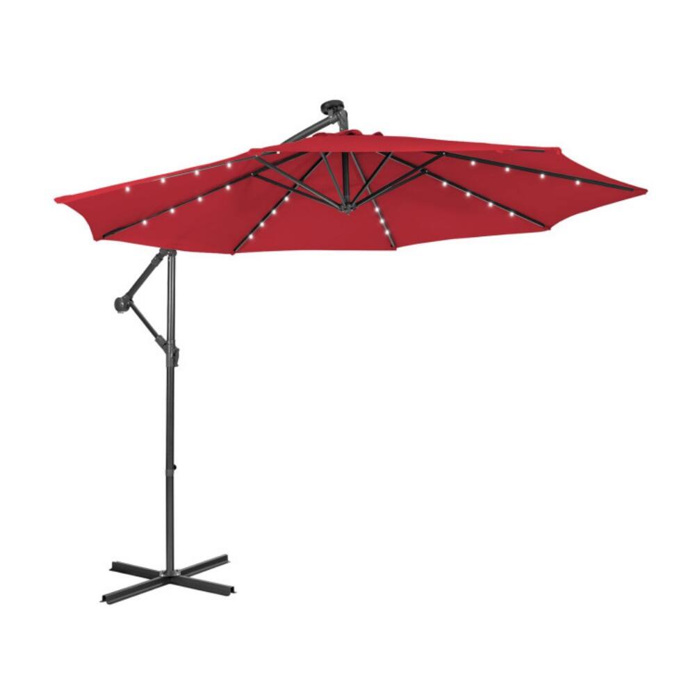 Left. Mondawe - 10 Feet Patio Cantilever Umbrella with Tilting System - Red.