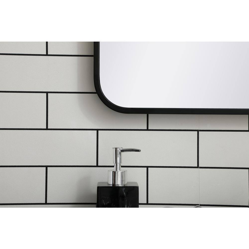 Alt View 3. Elegant Decor - Soft corner metal rectangular mirror 22x36 inch in Black - Black.