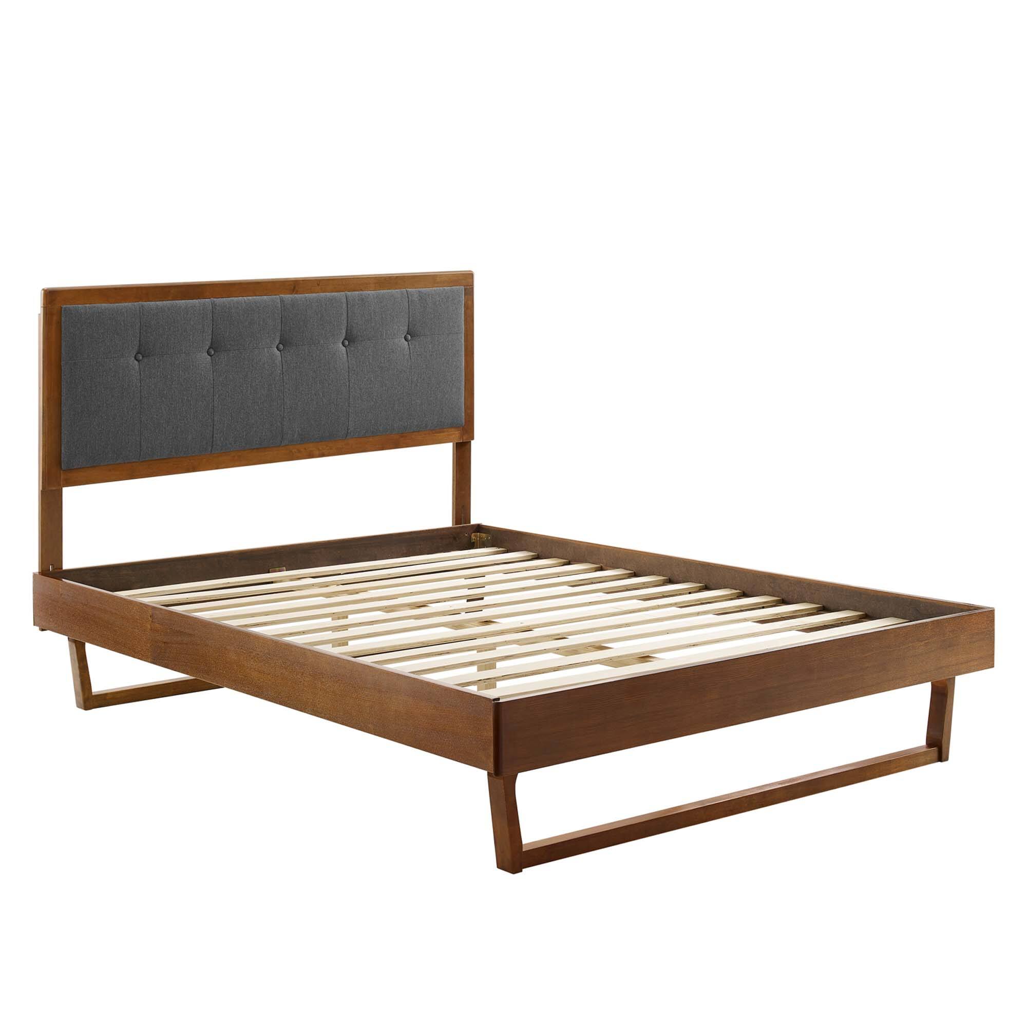 Alt View 7. Modway - Willow Wood King Platform Bed With Angular Frame - Brown.