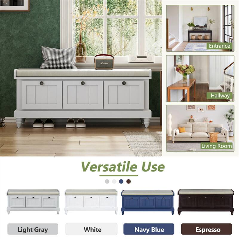 Entrance  
Hallway  
Living Room  

Versatile Use  
Light Gray  
White  
Navy Blue  
Espresso