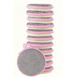 Kitcheniva - Dual-Sided Scrub Sponges (12 Pcs, Pink) - Scour Pad & Soft Sponge