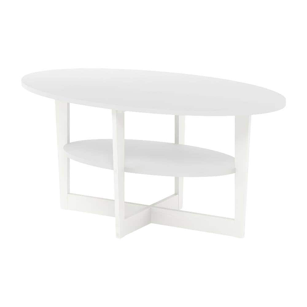 FurniFact - Oval Coffee Table with Smooth Surface and Sturdy Construction JAYA - White