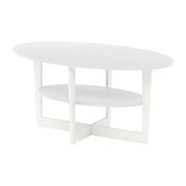 FurniFact - Oval Coffee Table with Smooth Surface and Sturdy Construction JAYA - White
