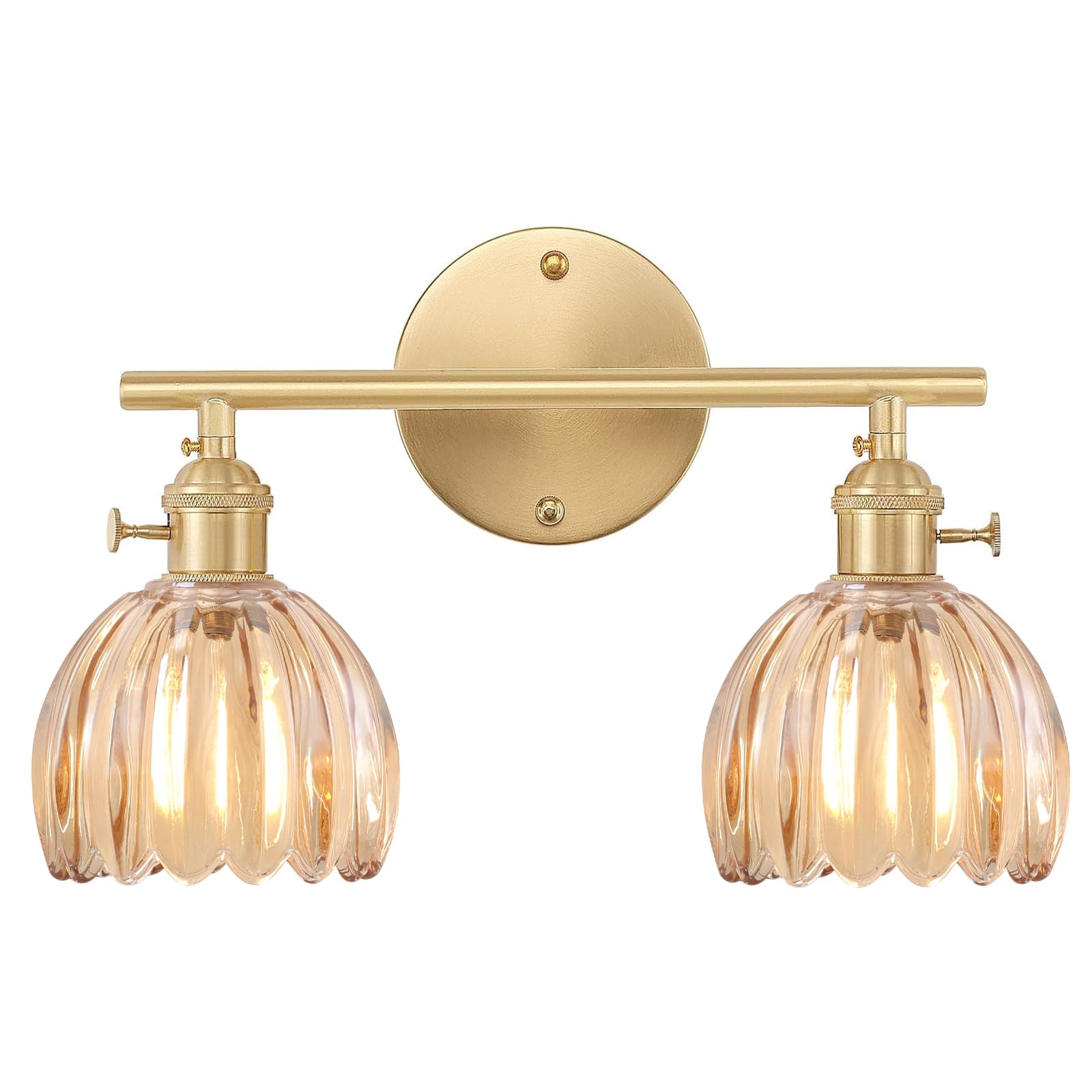 2 Heads-Golden Base-Tulip Light Amber-Hardwired