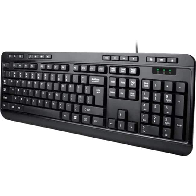 Adesso - AKB-132 Multimedia Desktop Keyboard - Cable Connectivity - PS/2 Interface - 104 Key(s) - Media Player, Volume - Black