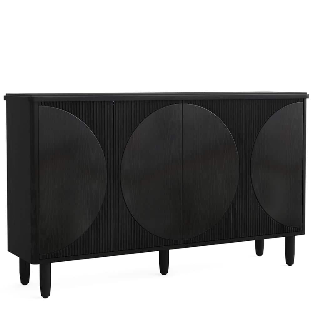 Kadyn - Sideboard Buffet Cabinet,Kitchen Storage Cabinet 59.4", White Credenza Storage Cabinet with Doors - Brown