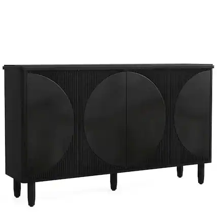 Front. Kadyn - Kadyn Sideboard Buffet Cabinet,Kitchen Storage Cabinet 59.4", White Credenza Storage Cabinet with Doors,Brown - Brown.