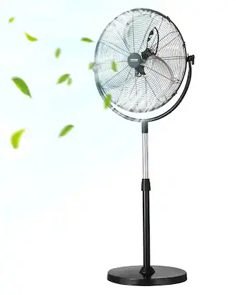 Front. VEVOR - Industrial Pedestal Fan, 20 Inch Standing Fan with 46.9 to 59.6 Inches Adjustable Height, Floor Fans with 3 Speeds - Black.