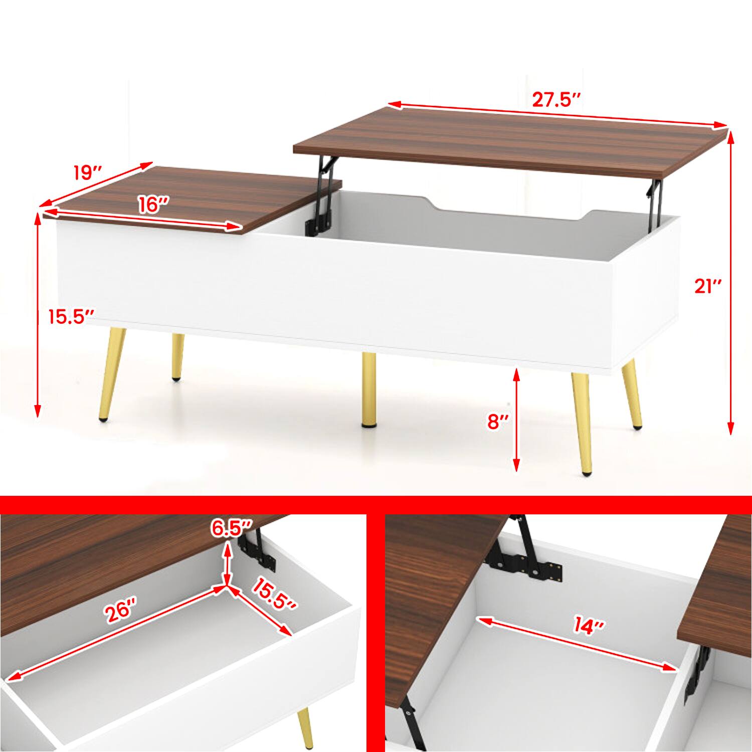 27.5" 19" 16" 15.5" 21" 8" 6.5" 26" 15.5" 14"
