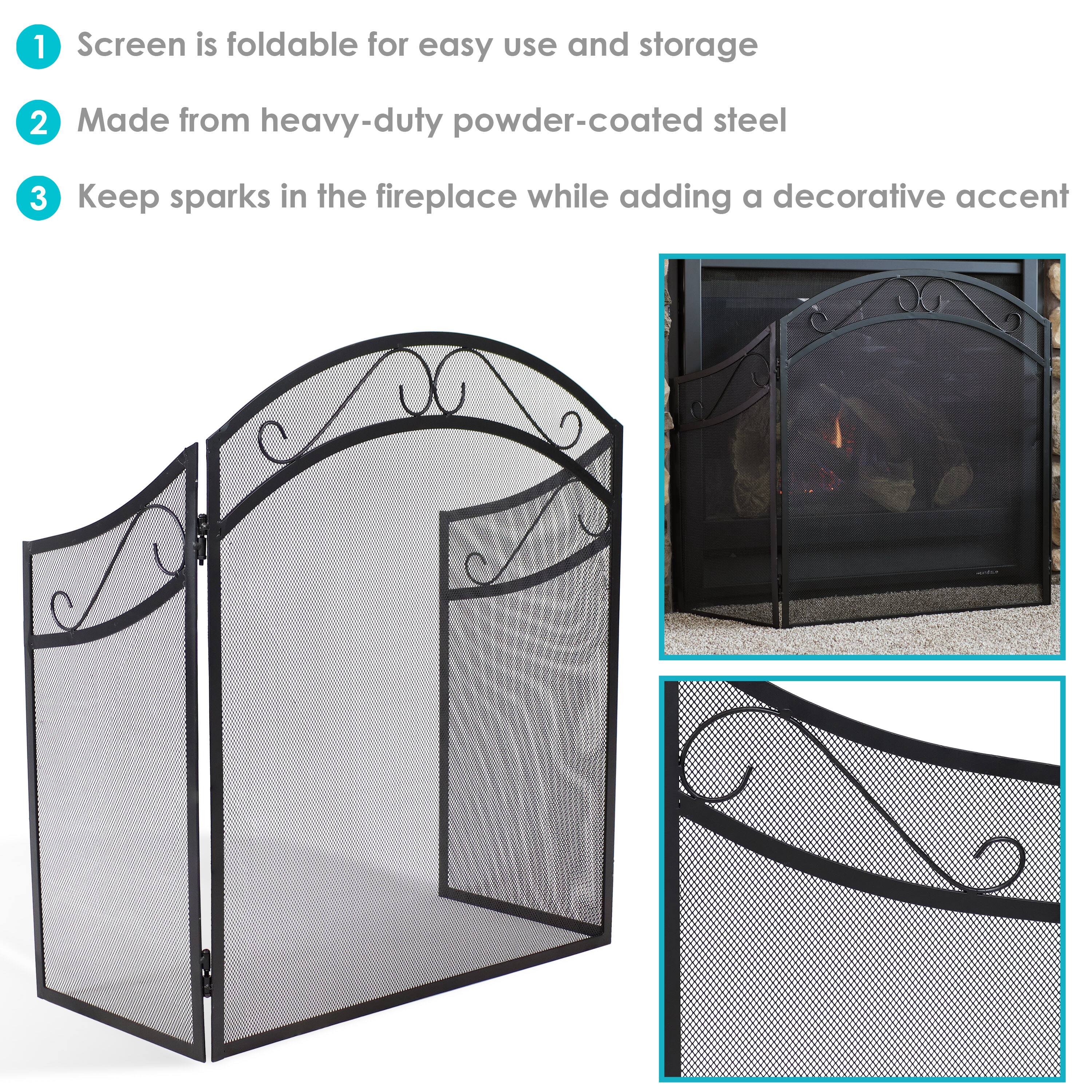 1. Screen is foldable for easy use and storage
2. Made from heavy-duty powder-coated steel
3. Keep sparks in the fireplace while adding a decorative accent
