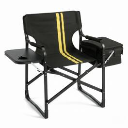 Winado - Foldable Camping Chair with Big Capacity Cooler Bag, Side Table & Cup Holder Portable for Outdoor Camping Fishing Beach - Black