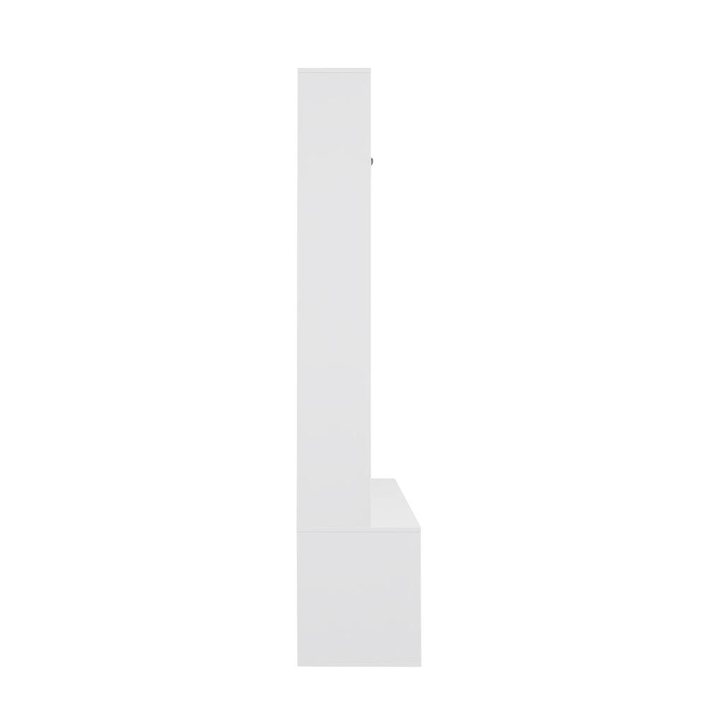 Alt View 6. Loheer - Loheer Farmhouse Hall Tree with Bench, White Entryway Storage Organizer, 76.9 Inch Height - White.