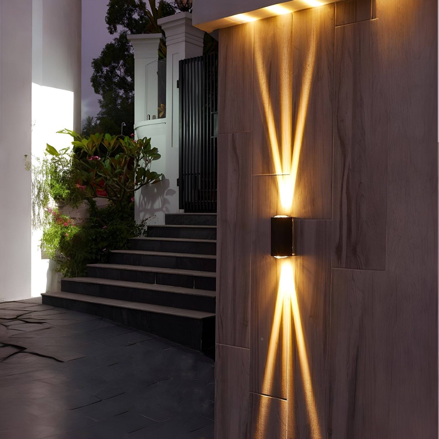 Left. Favorite Garden - LED Waterproof Outdoor Beam Wall Light - Black.