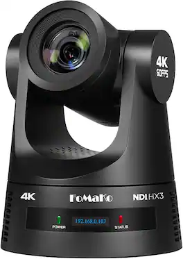 FoMaKo - K630N 60fps 4K NDI HDMI PTZ Camera 30x Optical ZooM I Auto-Tracking for Church Worship & Live Studio - Black
