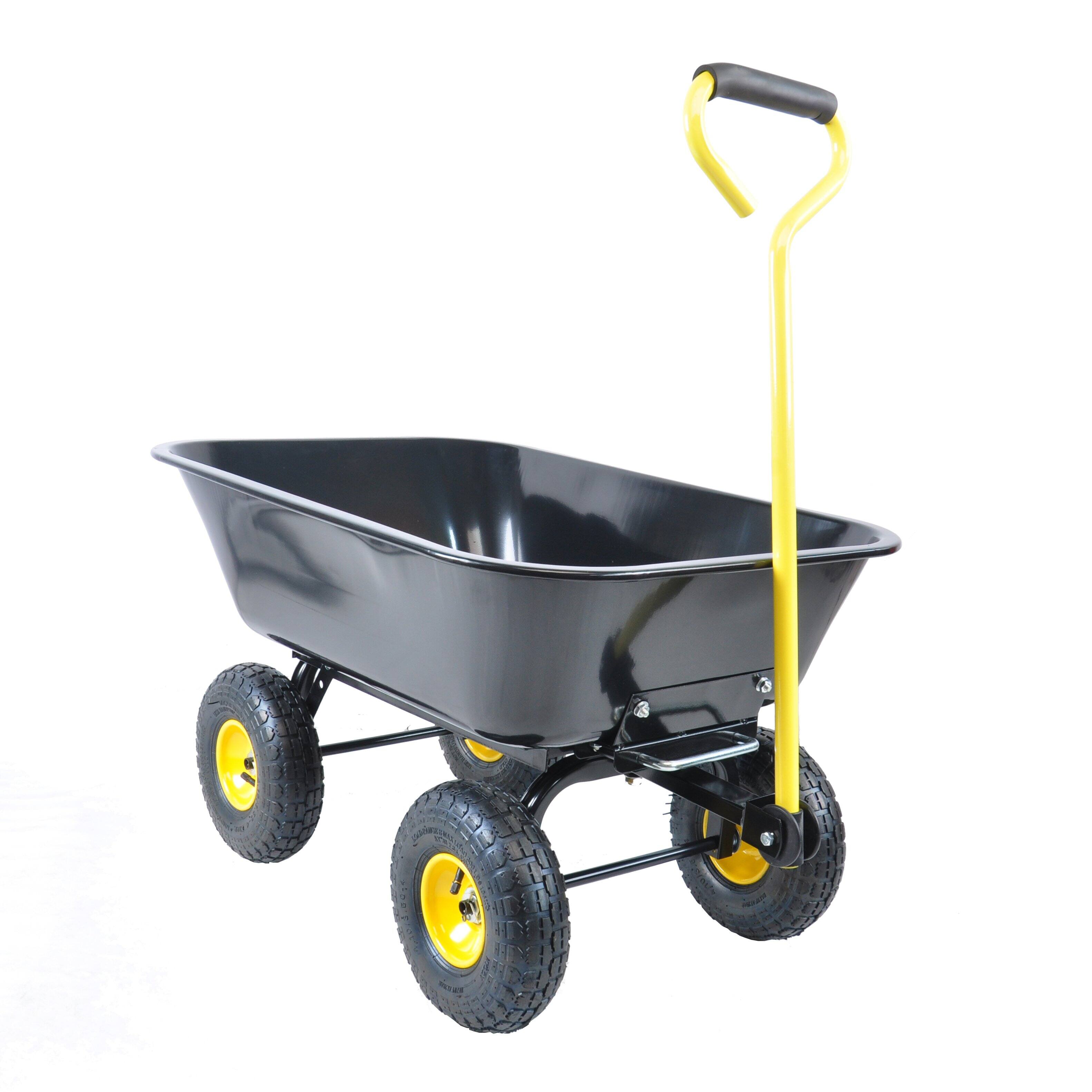Front. COWLOWN - Foldable Poly Garden Dump Cart Steel Frame 10in Pneumatic Tire Black - Black.