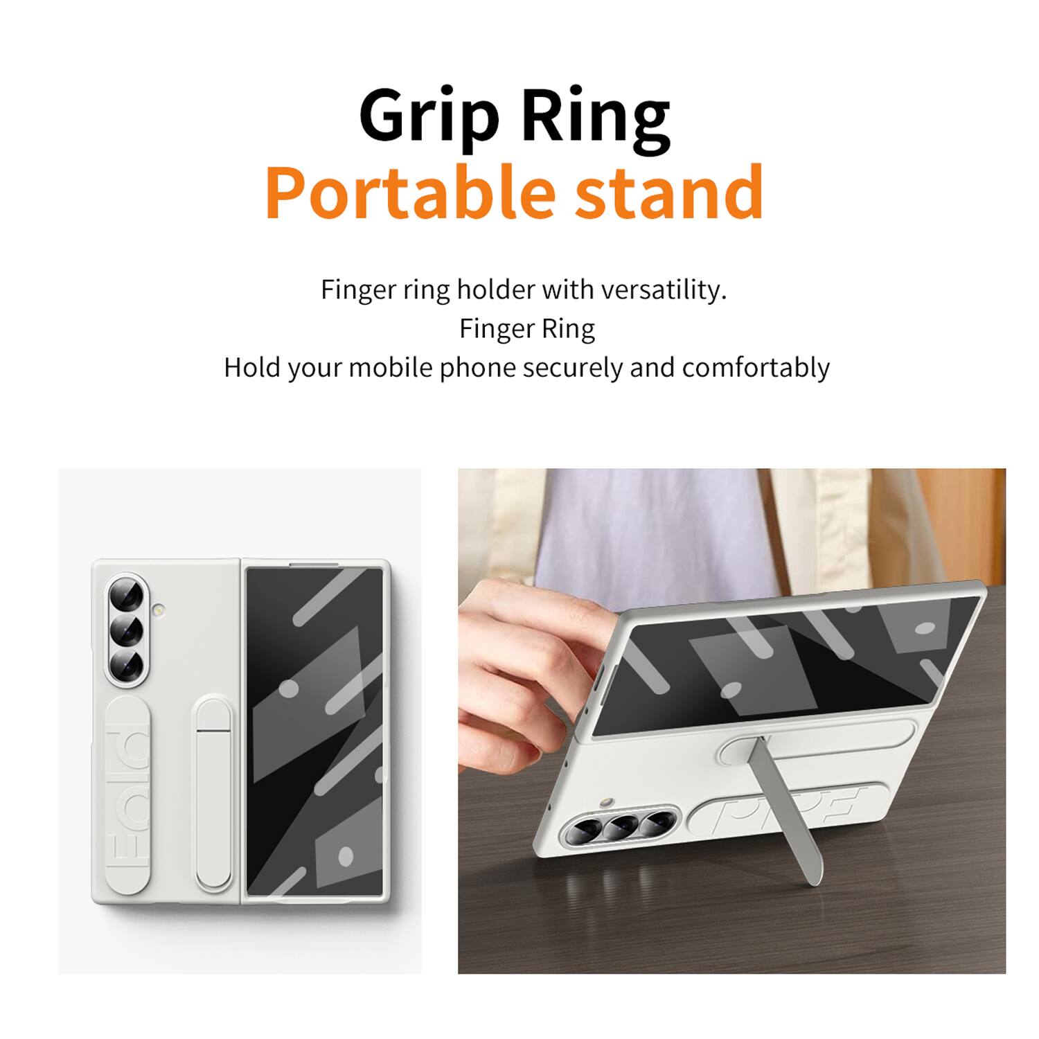 Grip Ring Portable stand

Finger ring holder with versatility.

Finger Ring

Hold your mobile phone securely and comfortably
