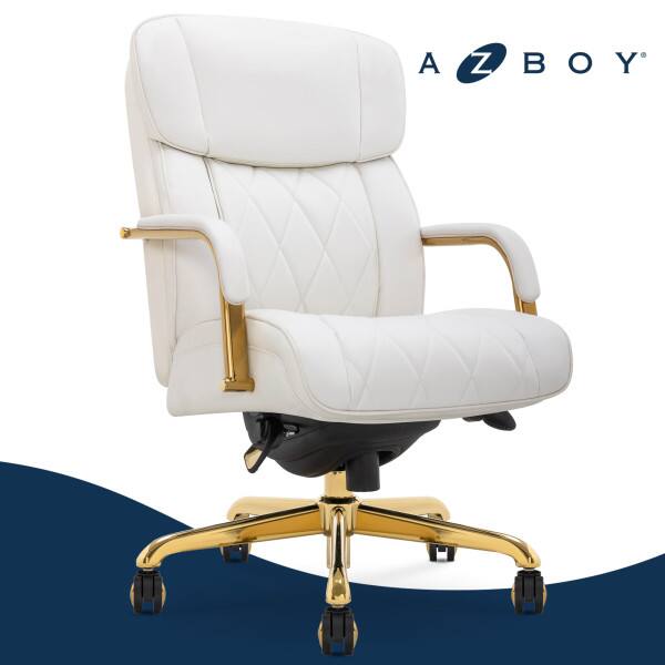 Front. La-Z-Boy - La-Z-Boy® Symphony Executive Office Chair, White, Bonded Leather - White.