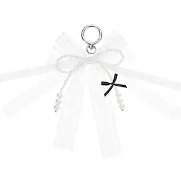 Unique Bargains - Pearl Bow Keychain 16mm Y2K Aesthetic Lace Bowknot Pearl Keyring, Cute Bag Charm for Tote Bags Purse - Black