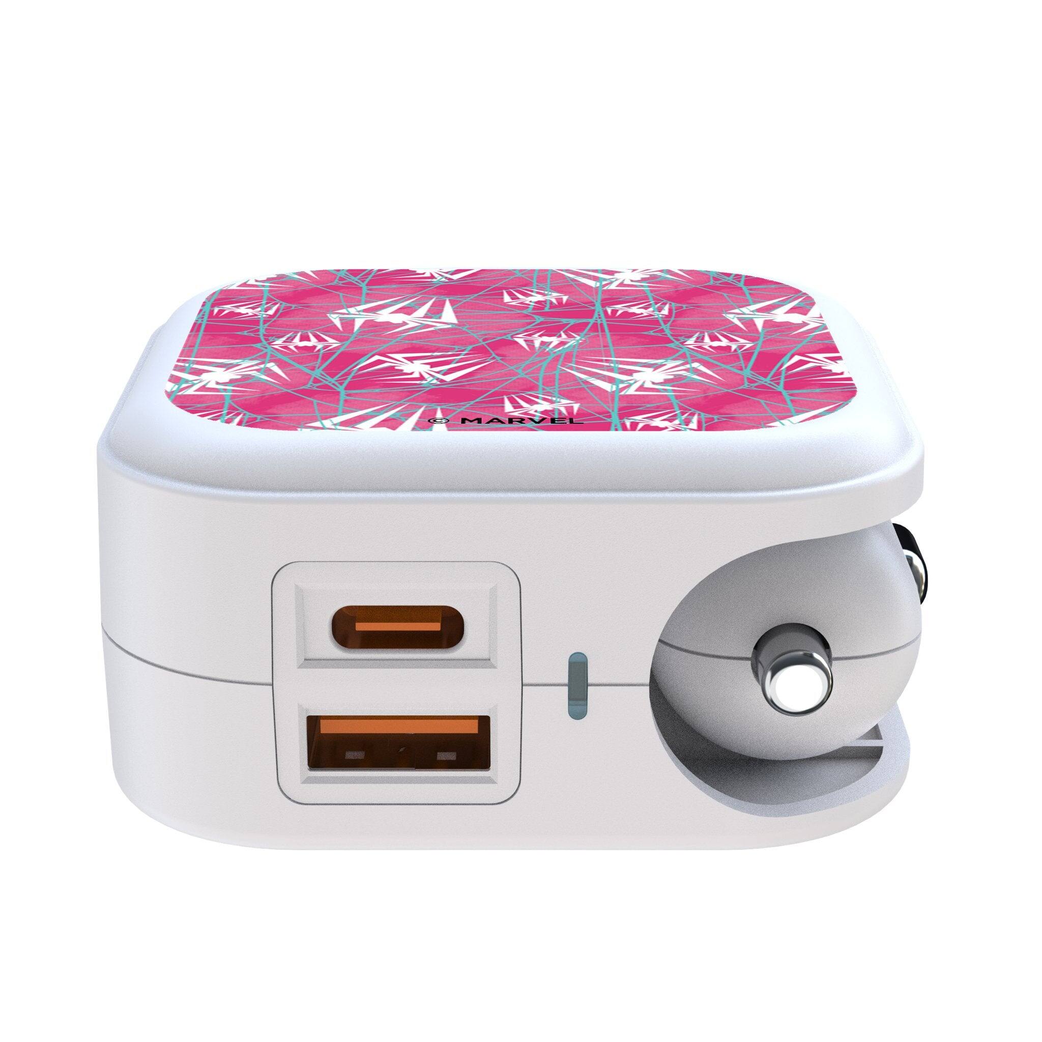 Angle. Keyscaper - Marvel Pattern 2 in 1 USB Charger - Spider-Gwen.