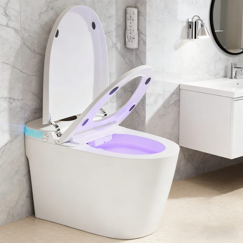 Vipbear - Smart Toilet witn Instant Heating Auto Flush Rear & Feminine Wash Warm Air Dryer Blue LED Night Light - White