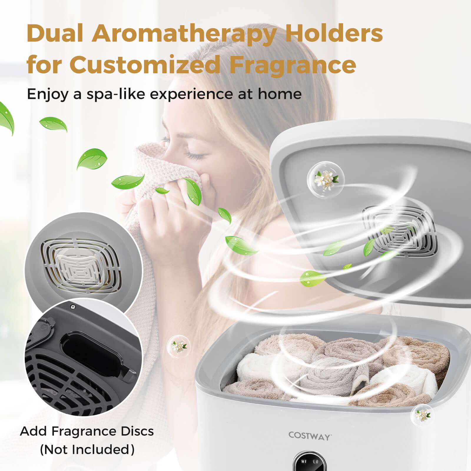Dual Aromatherapy Holders for Customized Fragrance  
Enjoy a spa-like experience at home  

Add Fragrance Discs (Not Included)  

COSTWAY