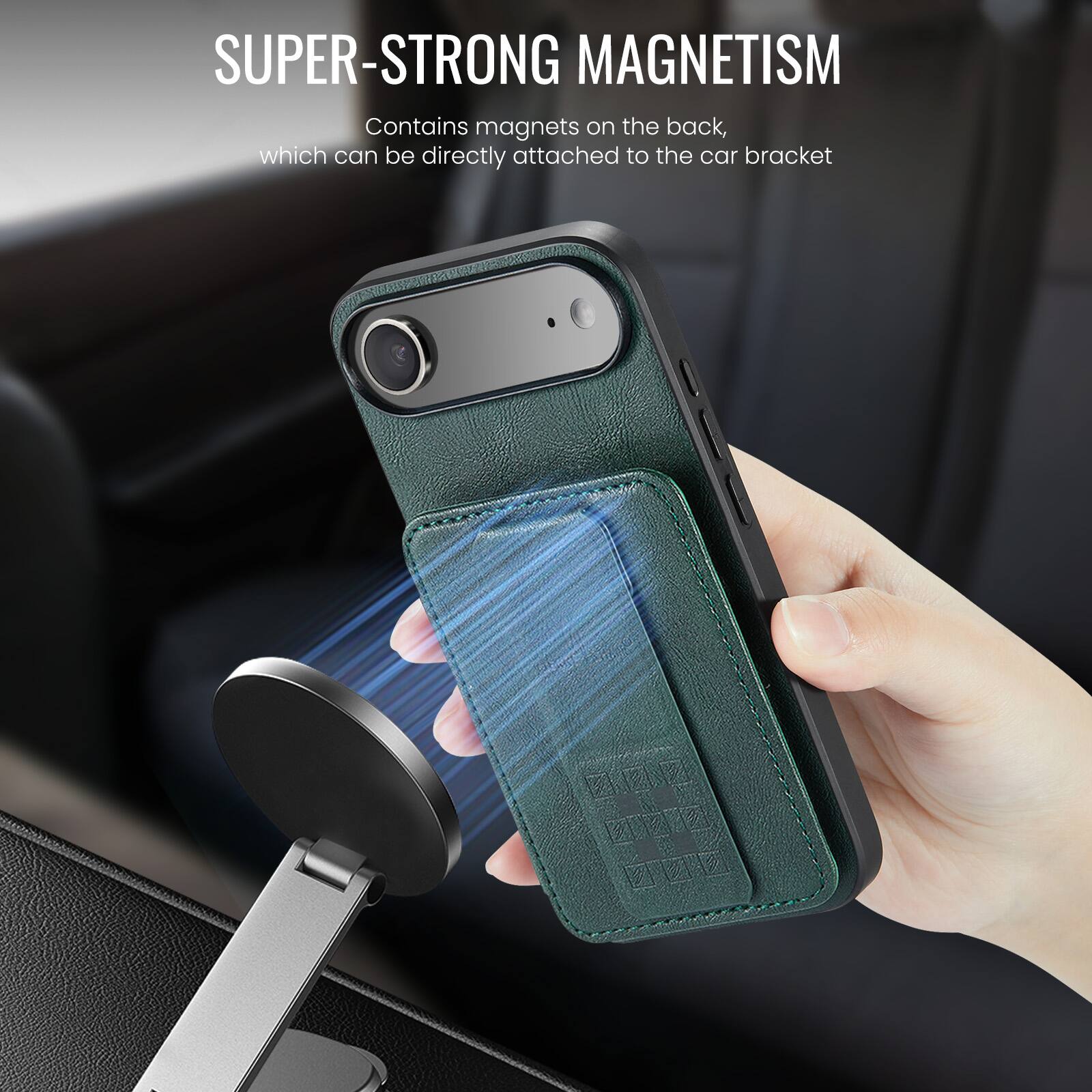 SUPER-STRONG MAGNETISM  
Contains magnets on the back, which can be directly attached to the car bracket
