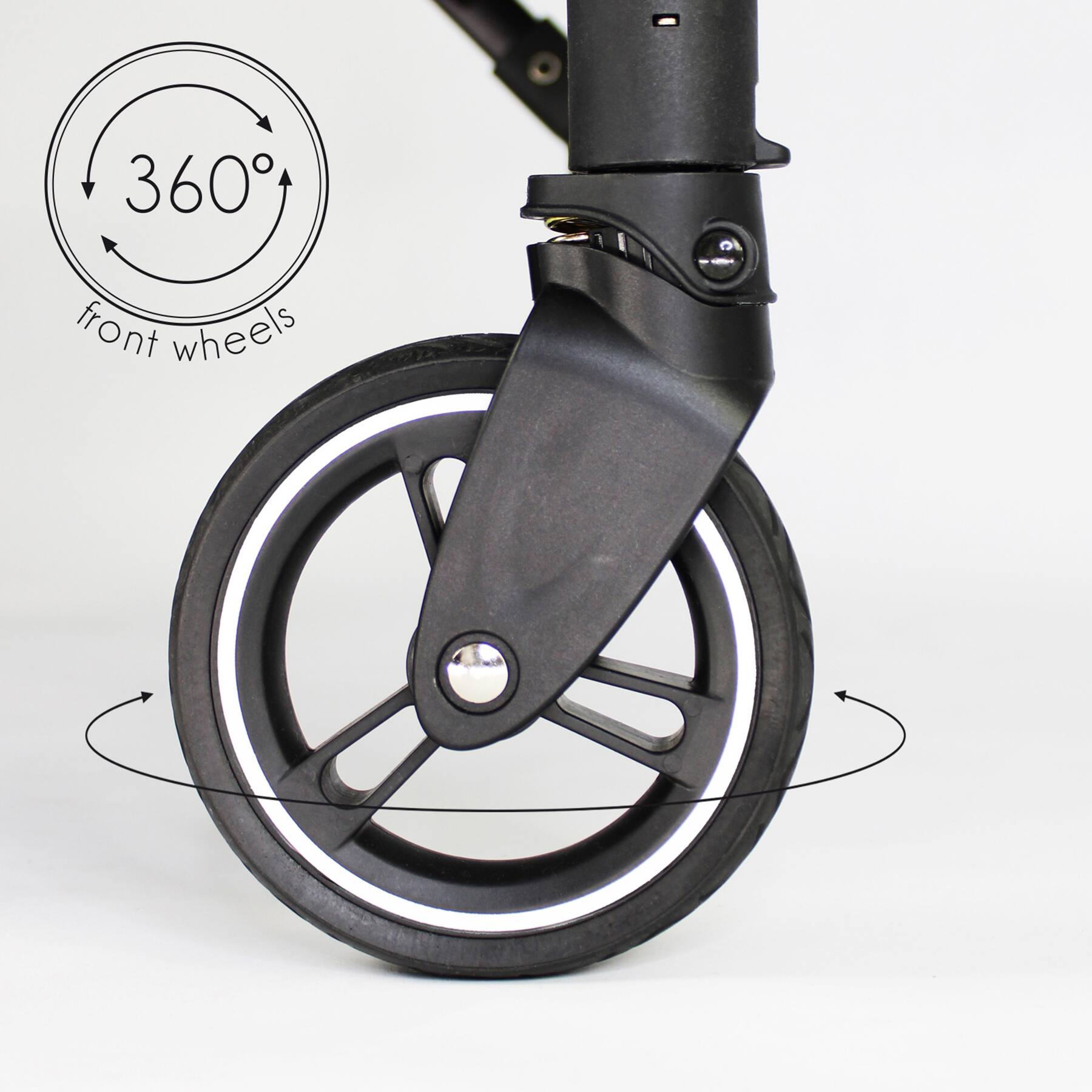 The text on the image reads "360° front wheels."