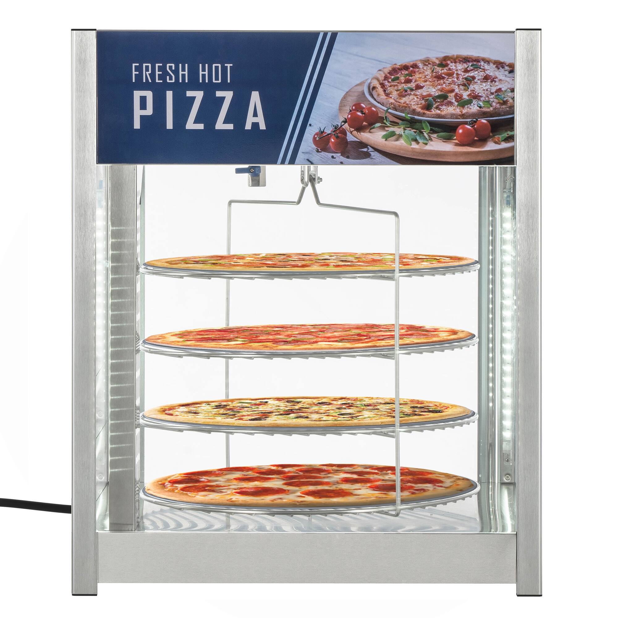 Koolmore - 24 in. Commercial Pizza Display Warmer for 18 in. Pies with 4 Rotating Racks in Stainless-Steel (KM-HPD4-18) - Silver